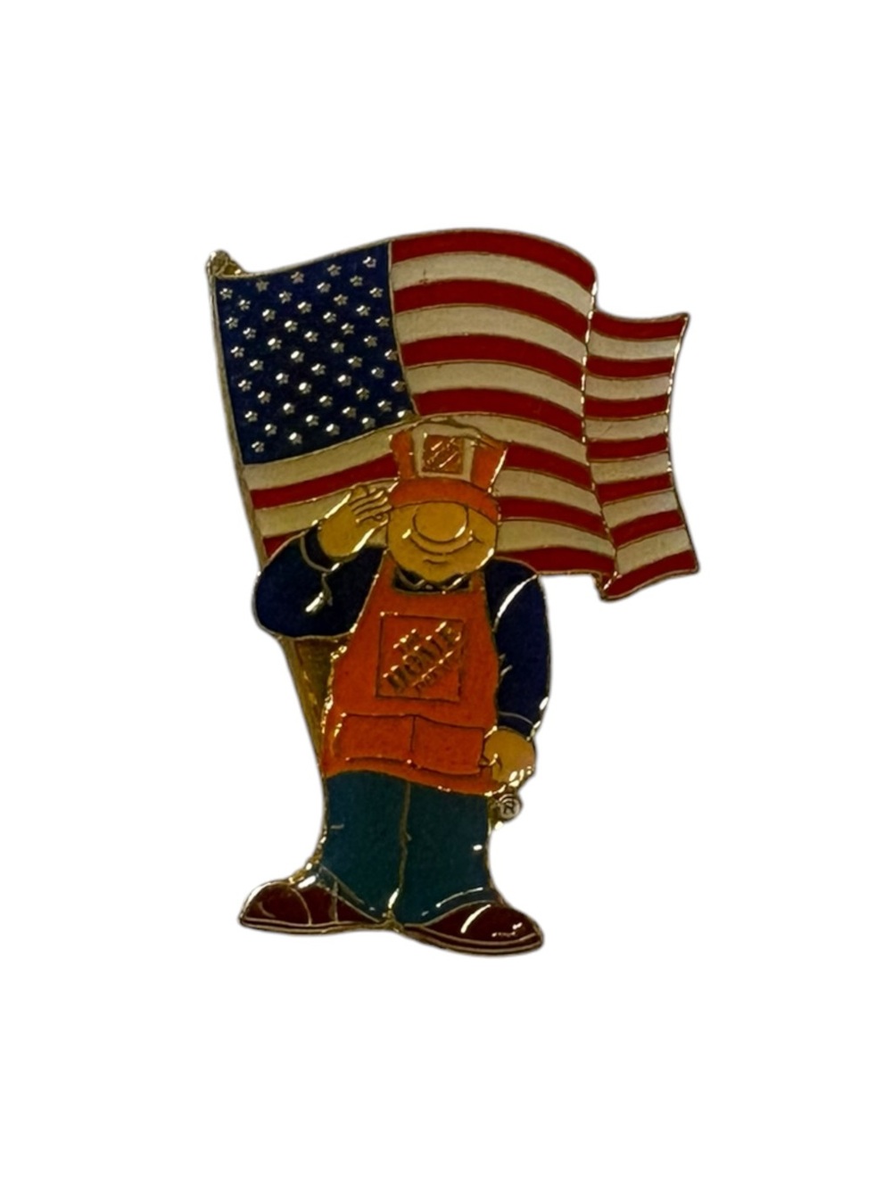 Home Depot Homer D. Poe Saluting American Flag lapel Pin